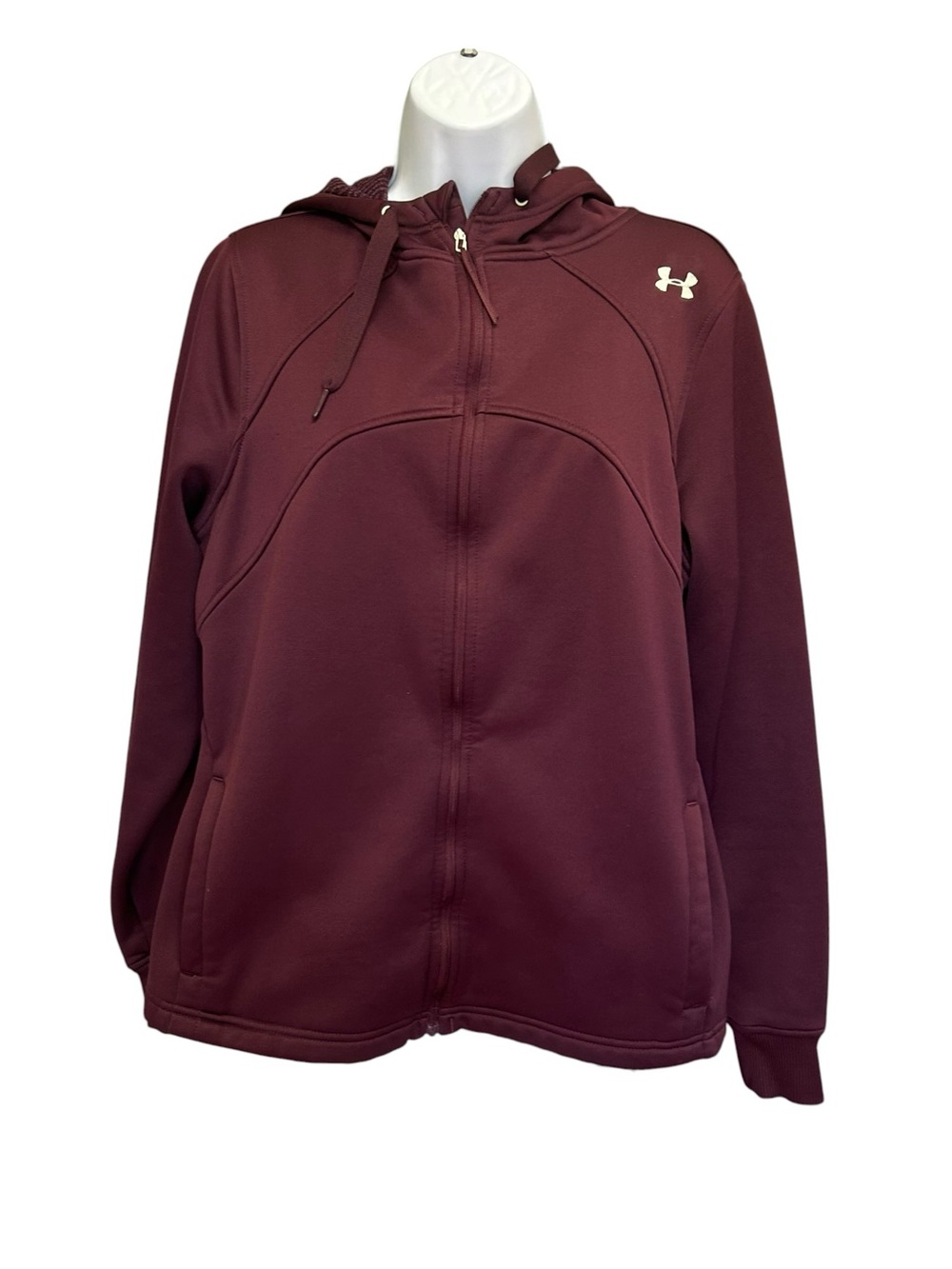 Under Armour Storm 1 ColdGear Full Zip Fleece Hoodie Maroon Size L